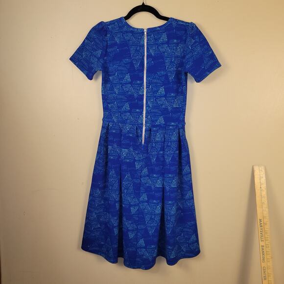 Lularoe Large Women Amelia Solid Royal Blue Rose Pleated Dress Small - Picture 6 of 9